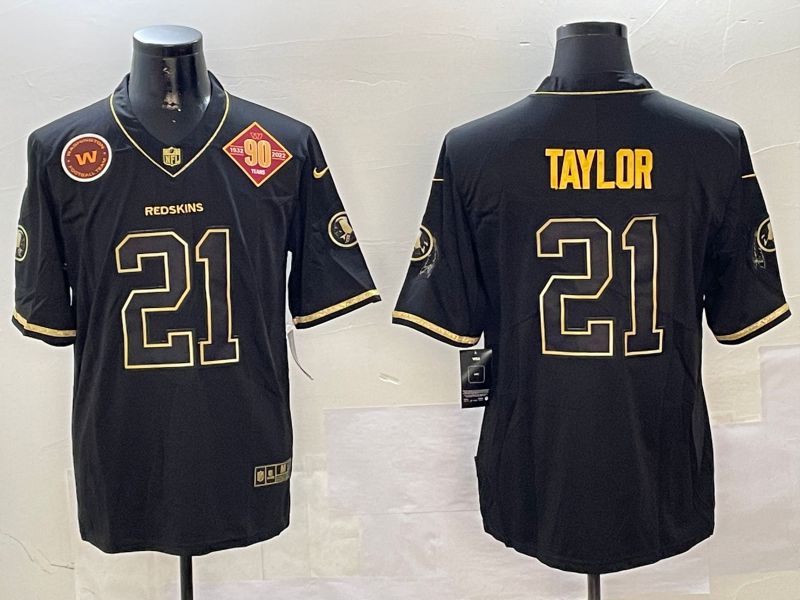 Men Washington Redskins #21 Taylor Black Gold Throwback 2024 Nike Limited NFL Jersey style 4->washington redskins->NFL Jersey